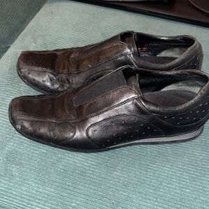 Prada women's Black Leather Slip on sneakers authentic EU size 35